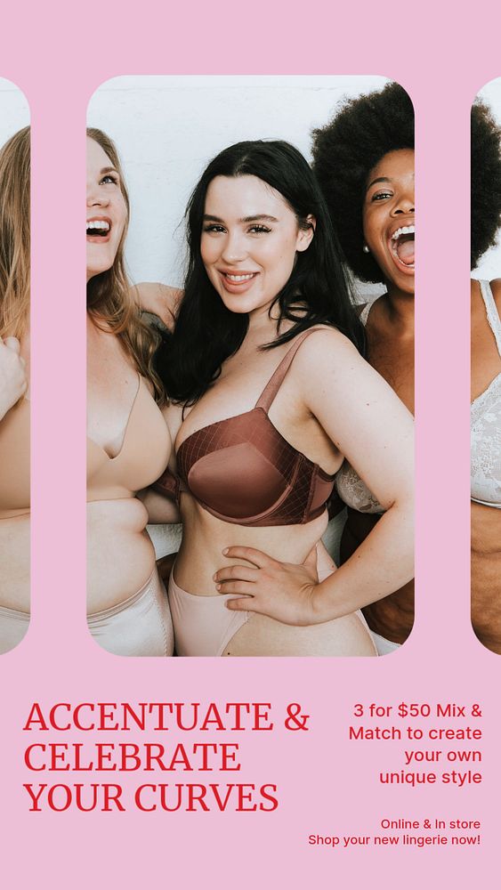 Body positivity promotions  Instagram story template, editable design for social media