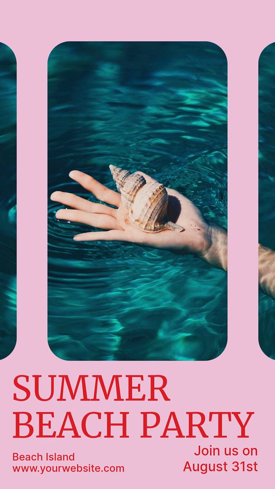 Summer beach party  Instagram story template, editable design for social media