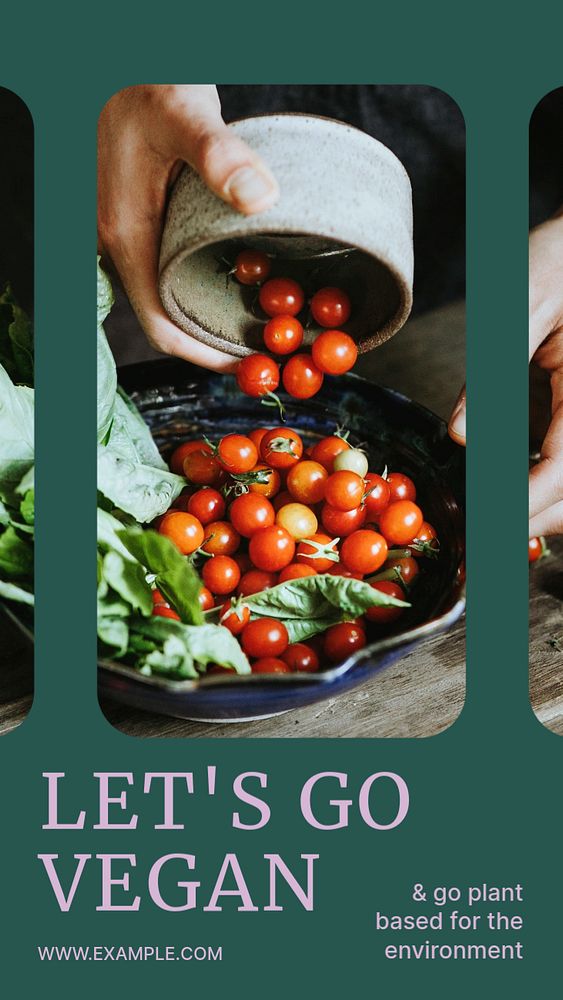 Let's go vegan  Instagram story template, editable design for social media