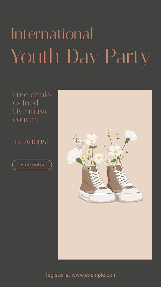 Youth day party Instagram story template, editable design