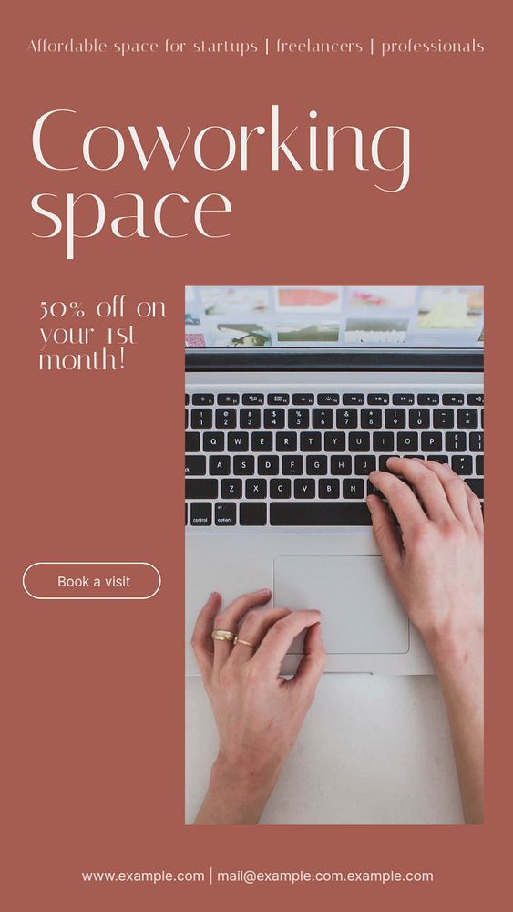 Co-working space Instagram story template, editable design