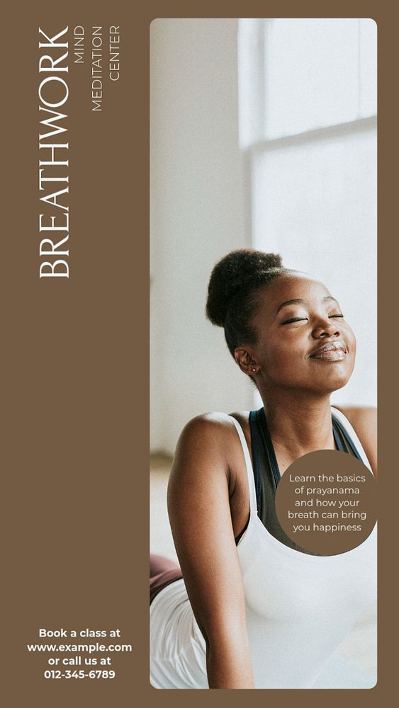 Breathwork exercise Instagram story template, editable design