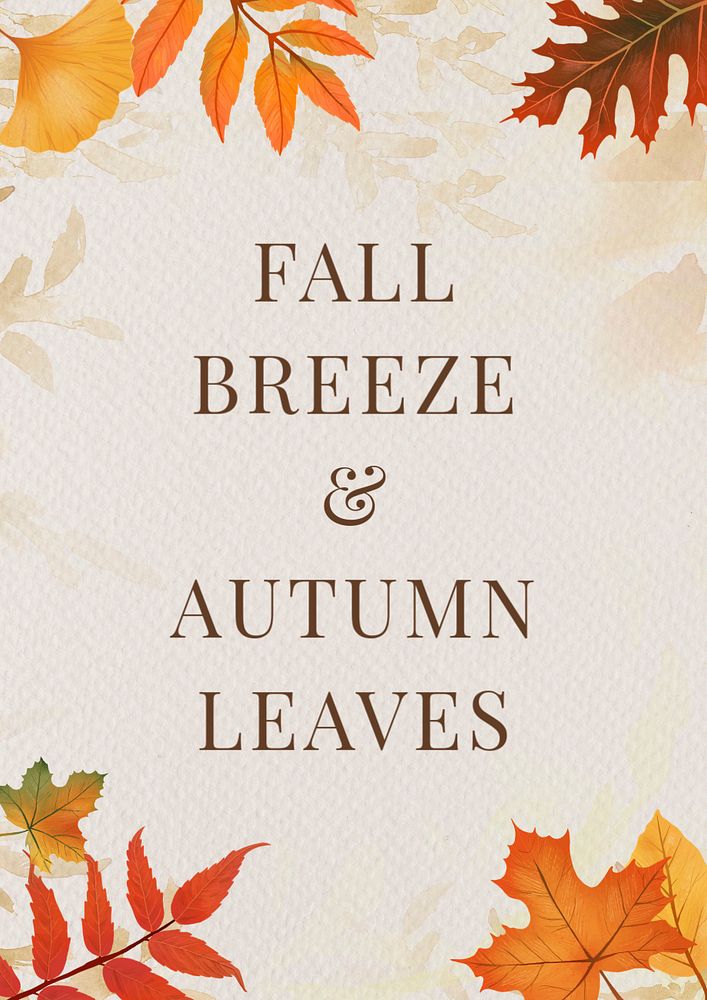 Fall quote poster template,  editable text