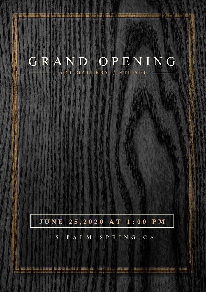 Grand opening editable poster template, wood design