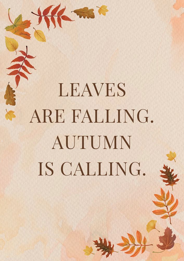 Fall season quote poster template,  editable text