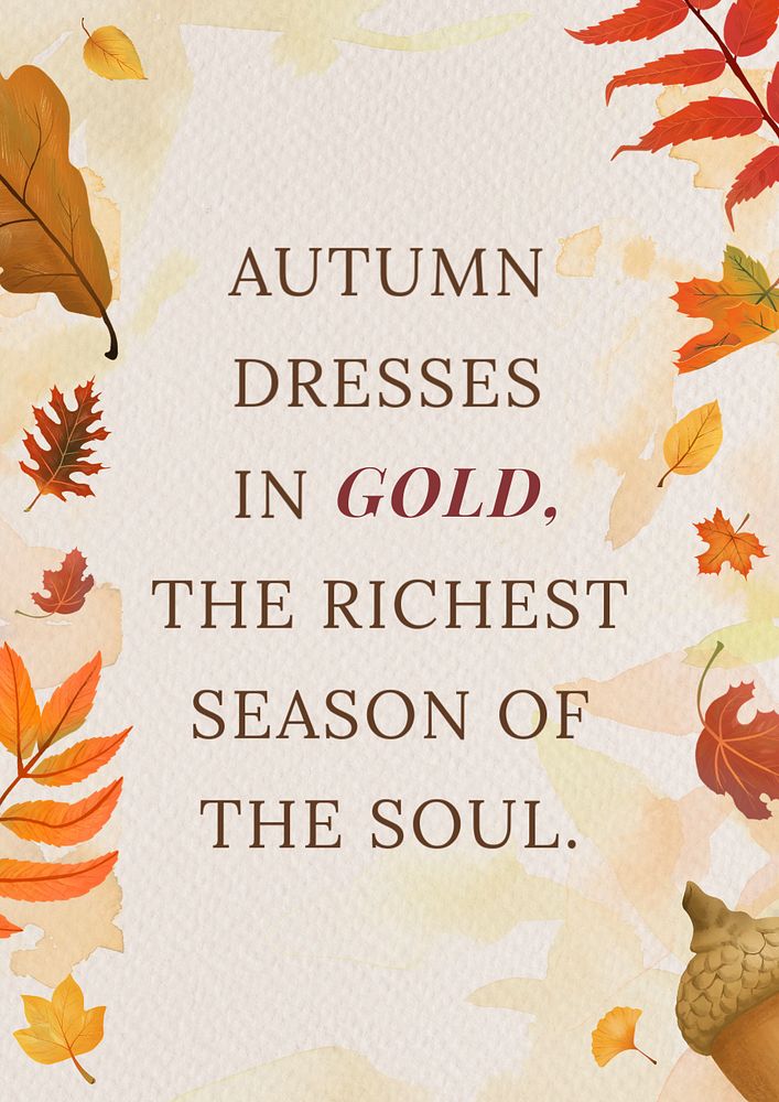 Autumn quote poster template,  editable text