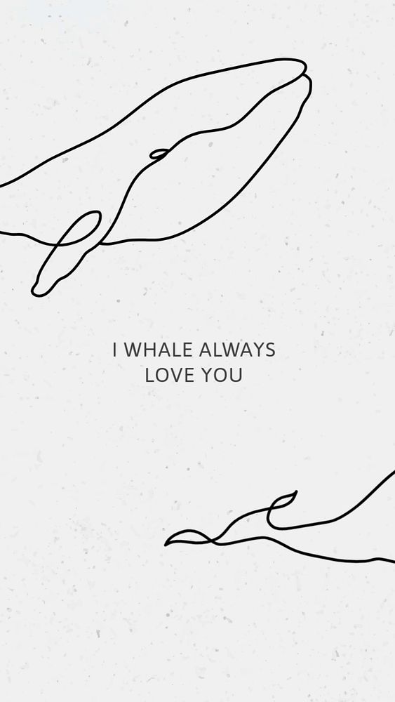 Whale puns mobile wallpaper template, minimal editable design