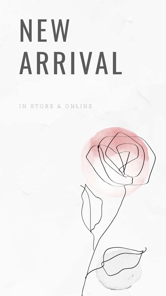 New arrival Facebook story template, customizable line art leaf design