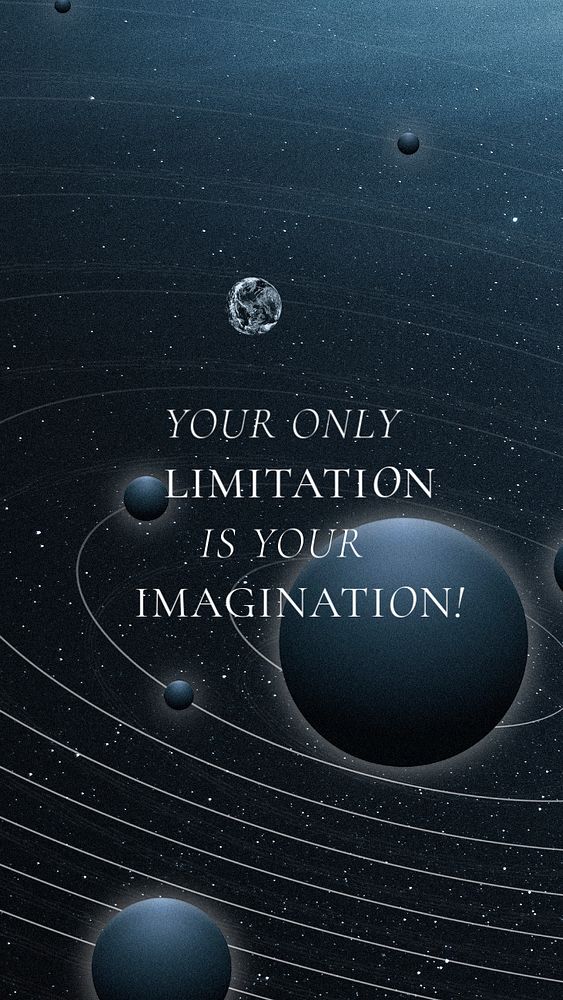 Imagination quote iPhone wallpaper template, astronomy background with editable text