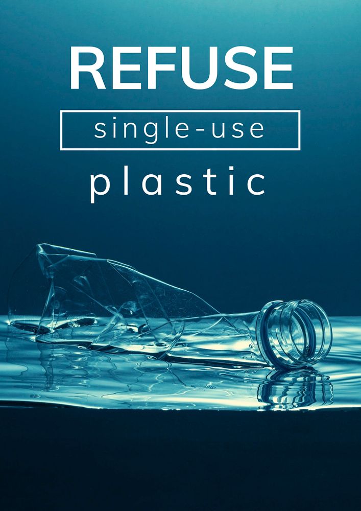 Plastic awareness poster template, editable text