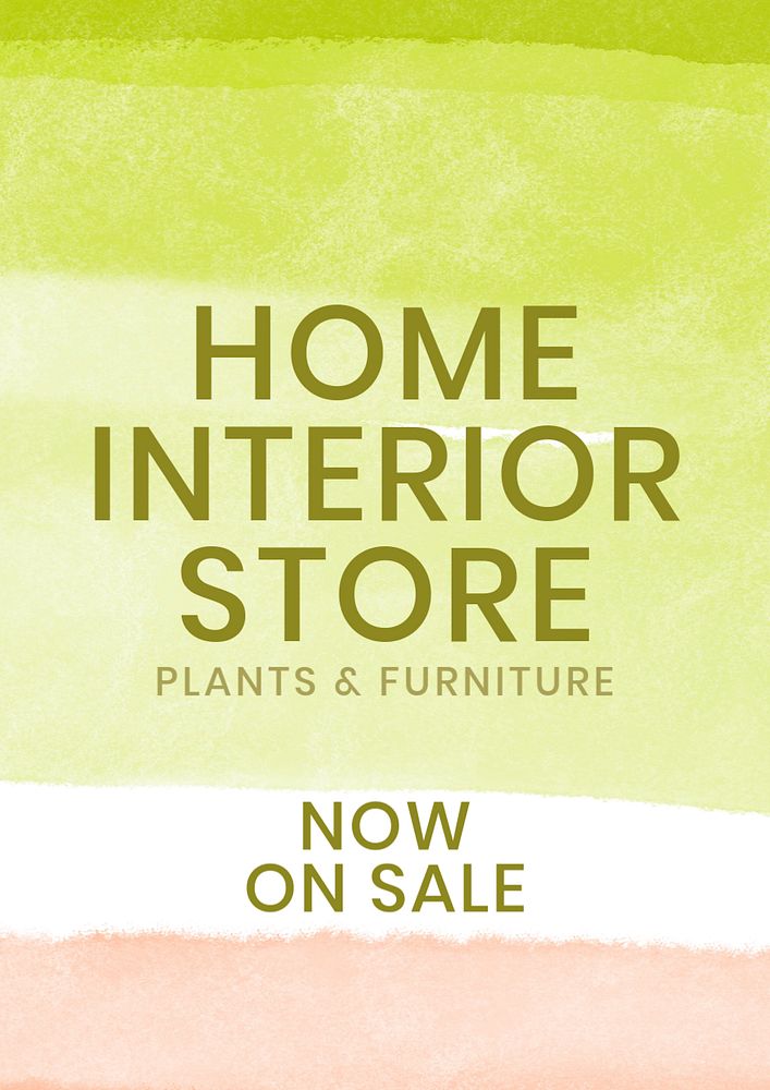 Interior store poster template, watercolor design