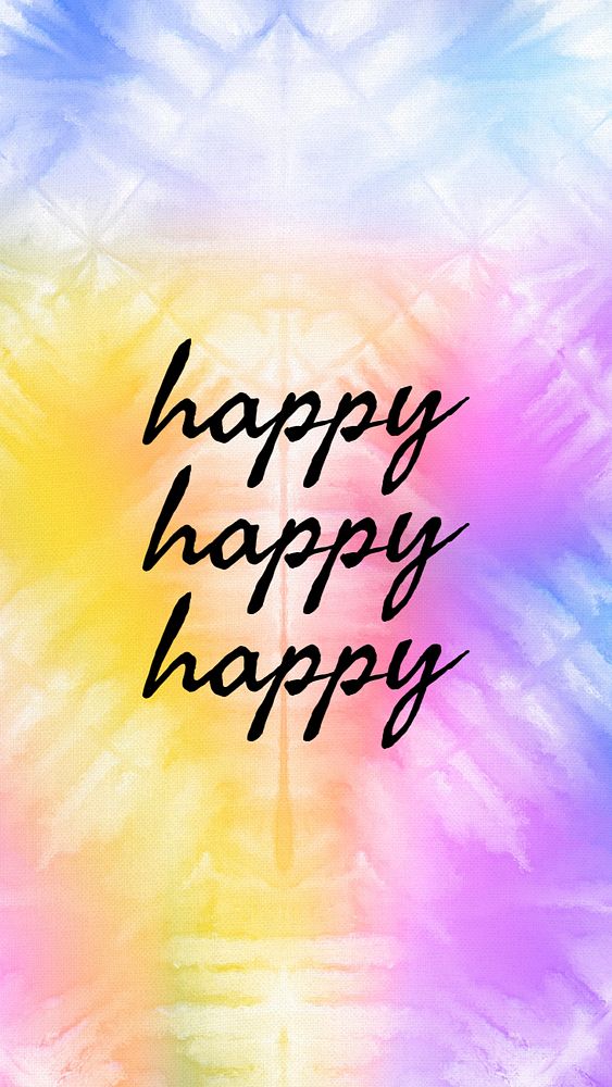 Happiness iPhone wallpaper template, aesthetic colorful design with editable text