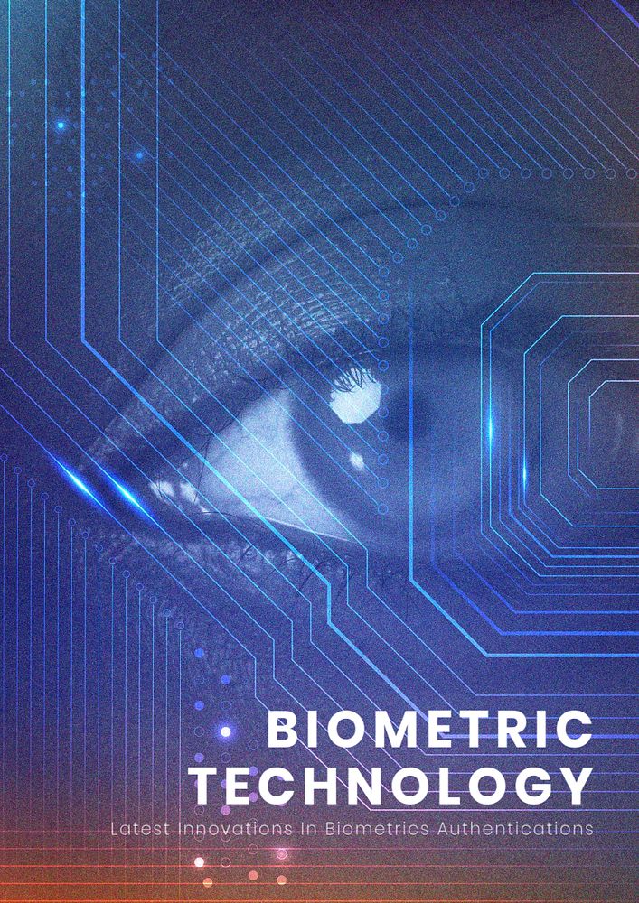 Biometric technology poster template, editable security futuristic innovation