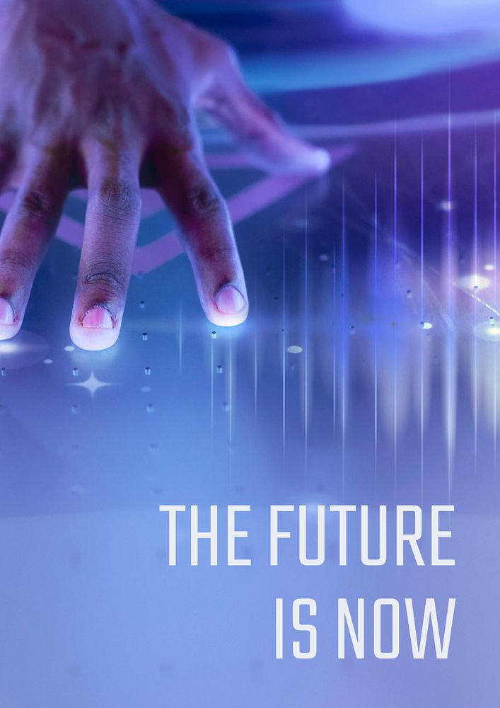 Futuristic technology poster template, editable blue design