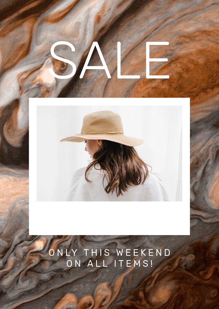 Fashion sale shopping poster template, aesthetic ad poster, editable design