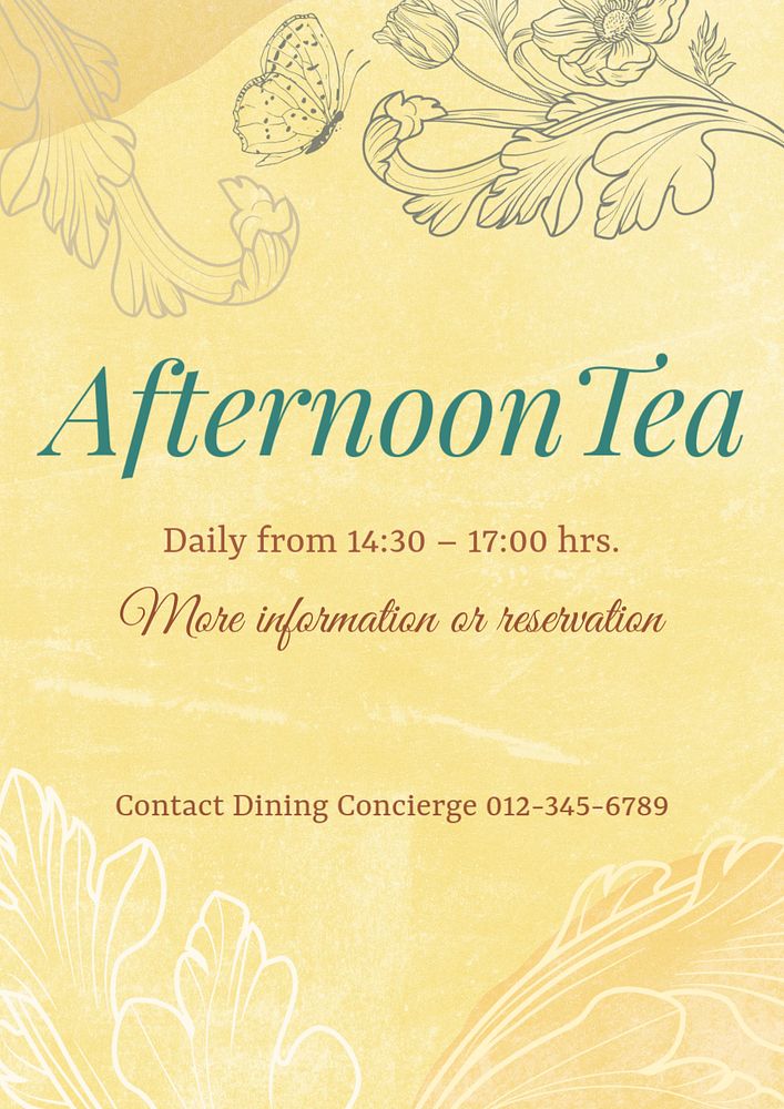 Afternoon tea poster template, editable leaf design