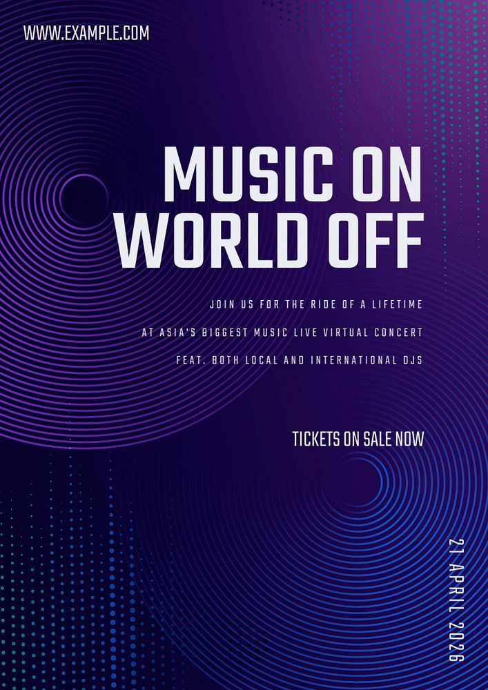 Abstract dark purple poster template, editable music concert design