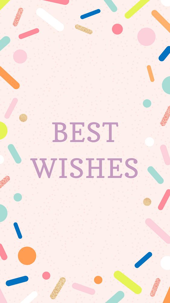 Best wishes Instagram story template, editable birthday greeting message with colorful sprinkles