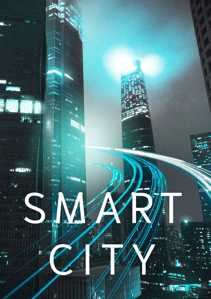 Smart city technology poster template, editable IoT design