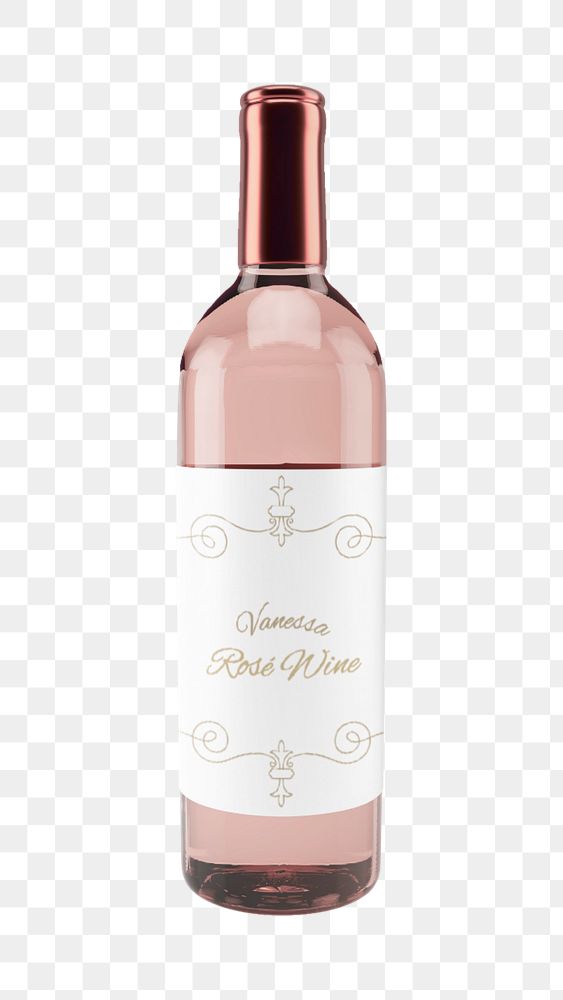 Rose wine bottle mockup element, customizable design