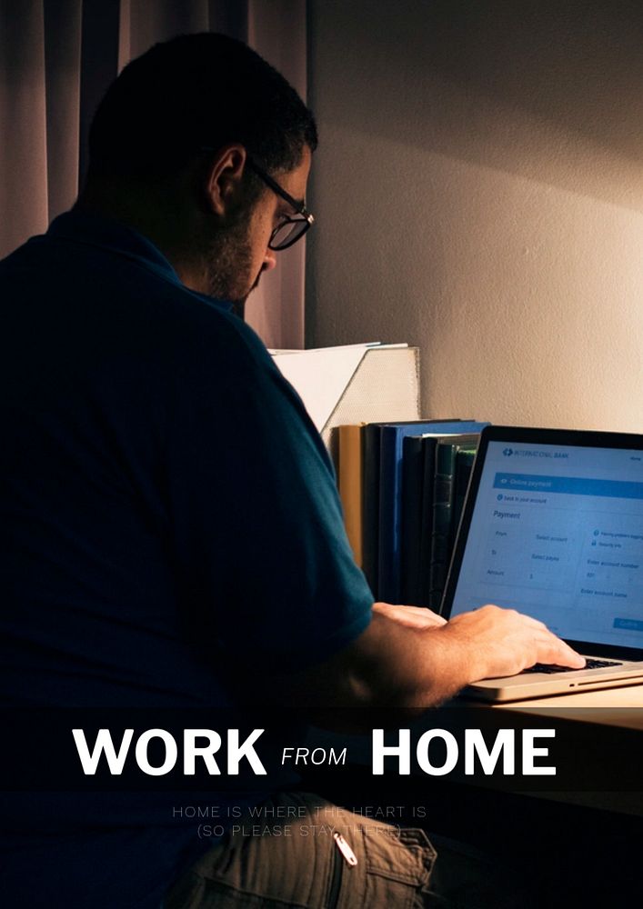 WFH man editable poster template