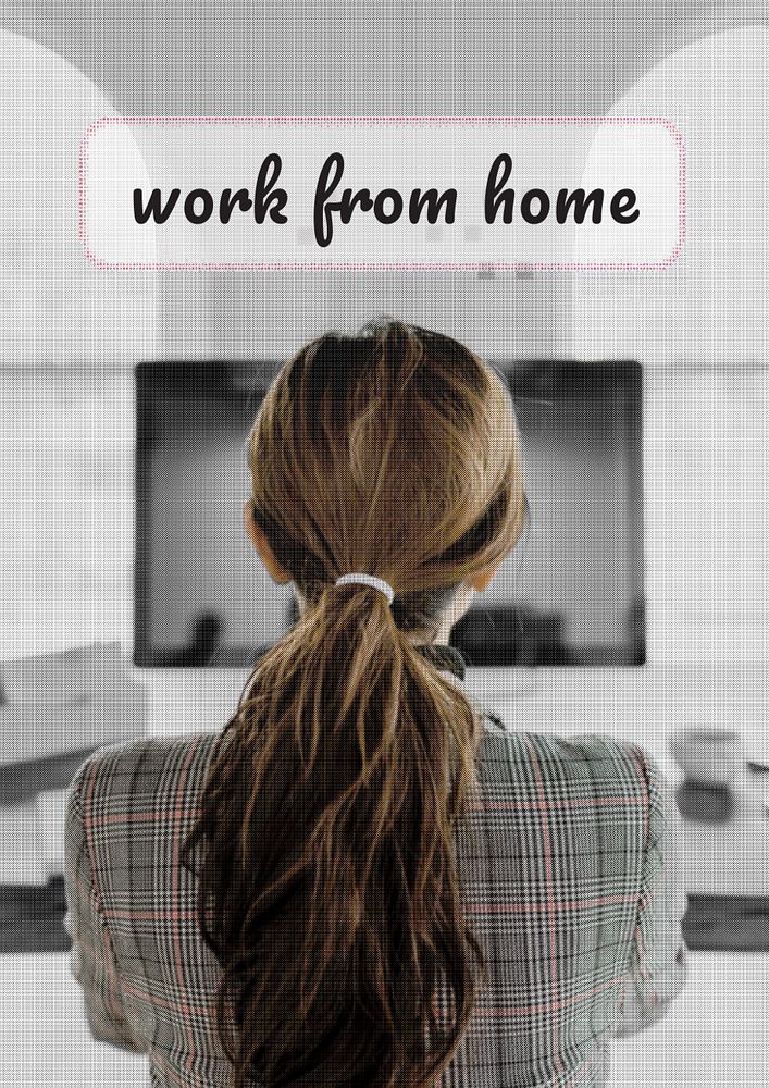 WFH businesswoman editable poster template