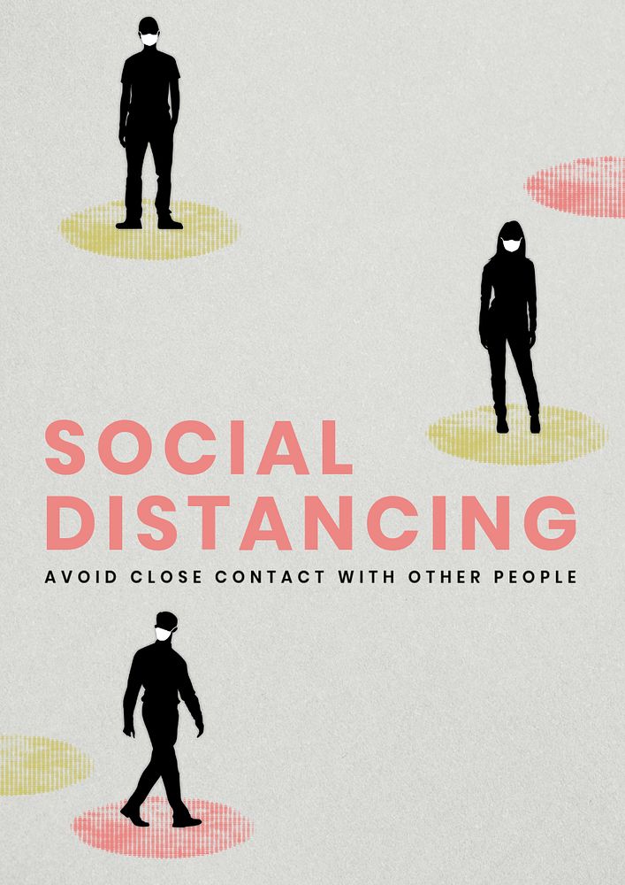 Social distancing editable poster template