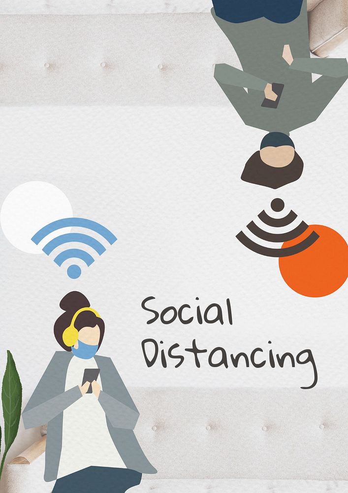 Social distancing editable poster template