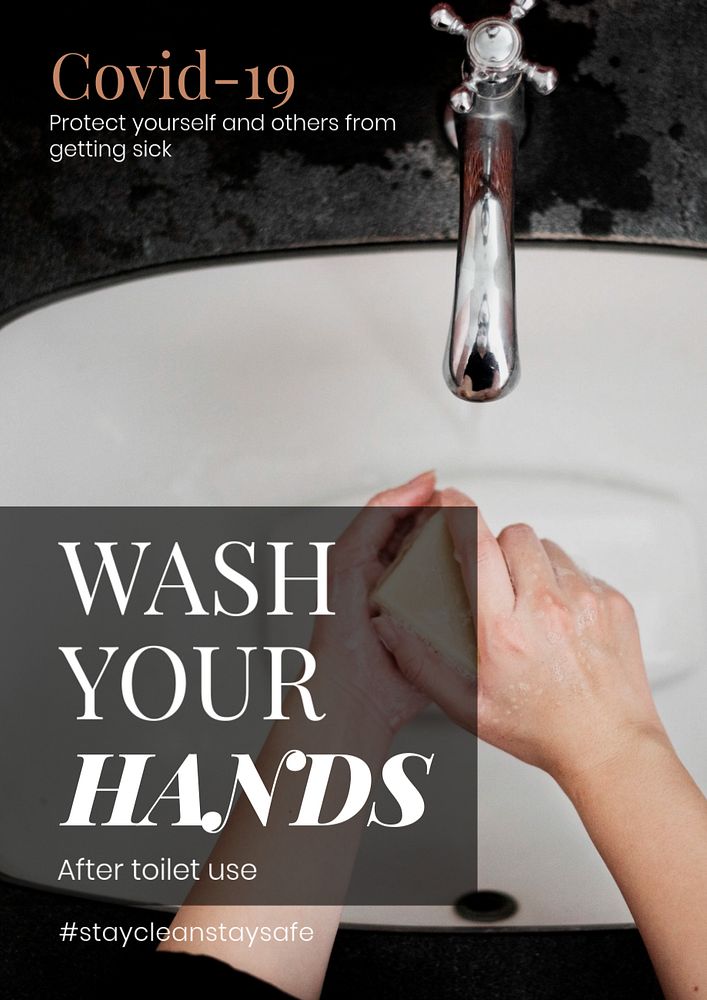 Wash hands editable poster template