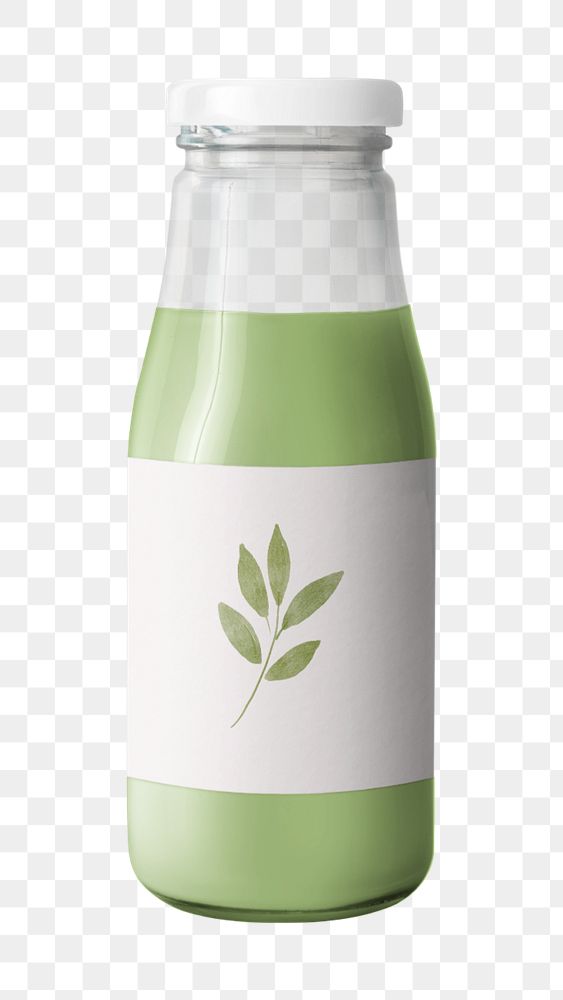 Matcha milk bottle mockup element, customizable design