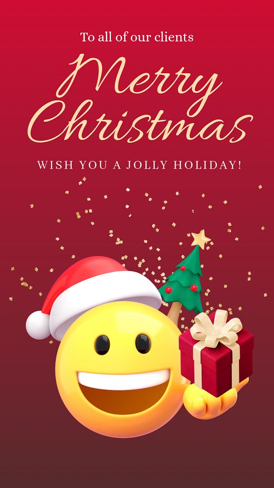 Christmas greetings Instagram story template, editable 3D emoji design