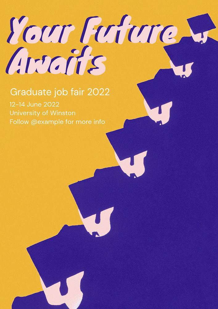 Graduation job fair poster template, editable vintage design. Remixed by rawpixel. 