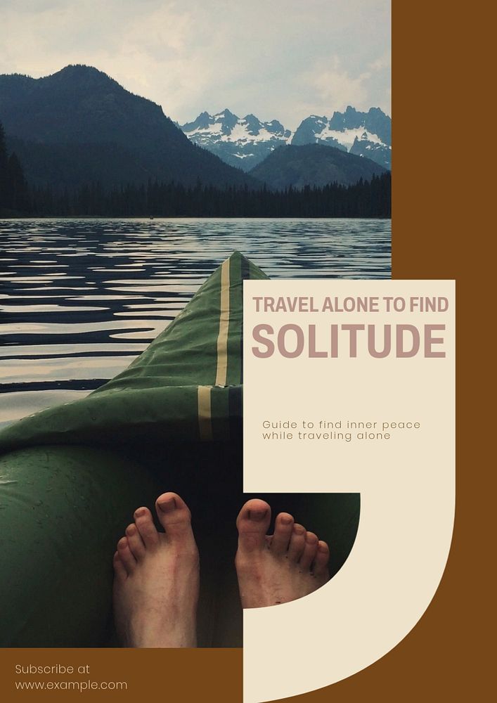 Travel alone poster template, editable text & design