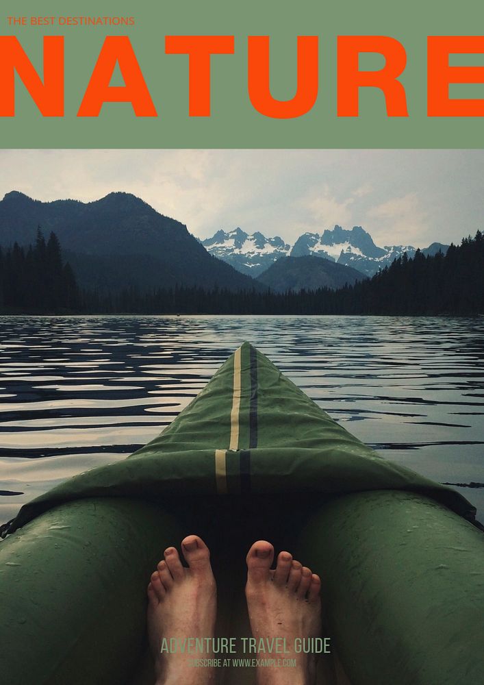 Nature travel poster template, editable text & design