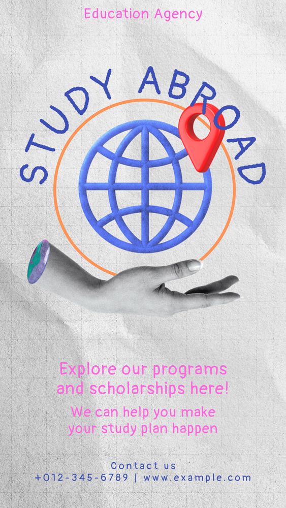 Study abroad Instagram story template, editable text & design