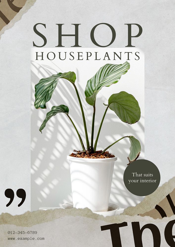 Shop houseplant poster template, customizable design