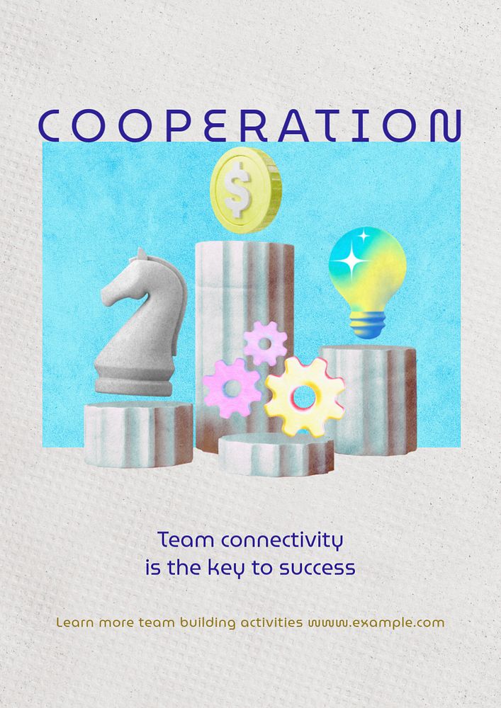 Cooperation poster template, customizable advertisement