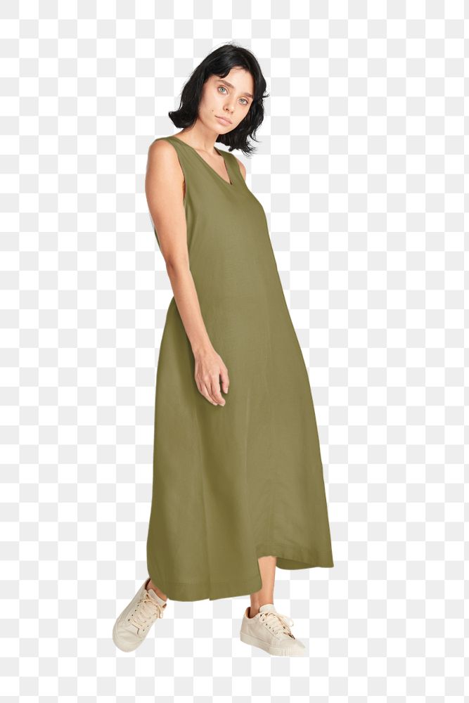 Women's long dress mockup element, editable apparel & fashion