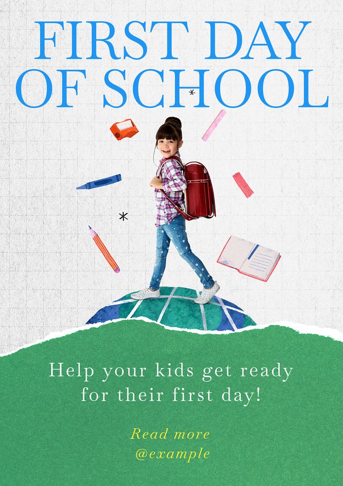 School day poster template, customizable advertisement