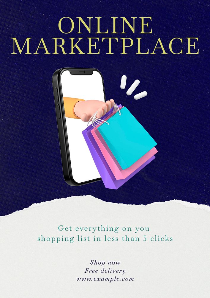 Online marketplace poster template, customizable advertisement