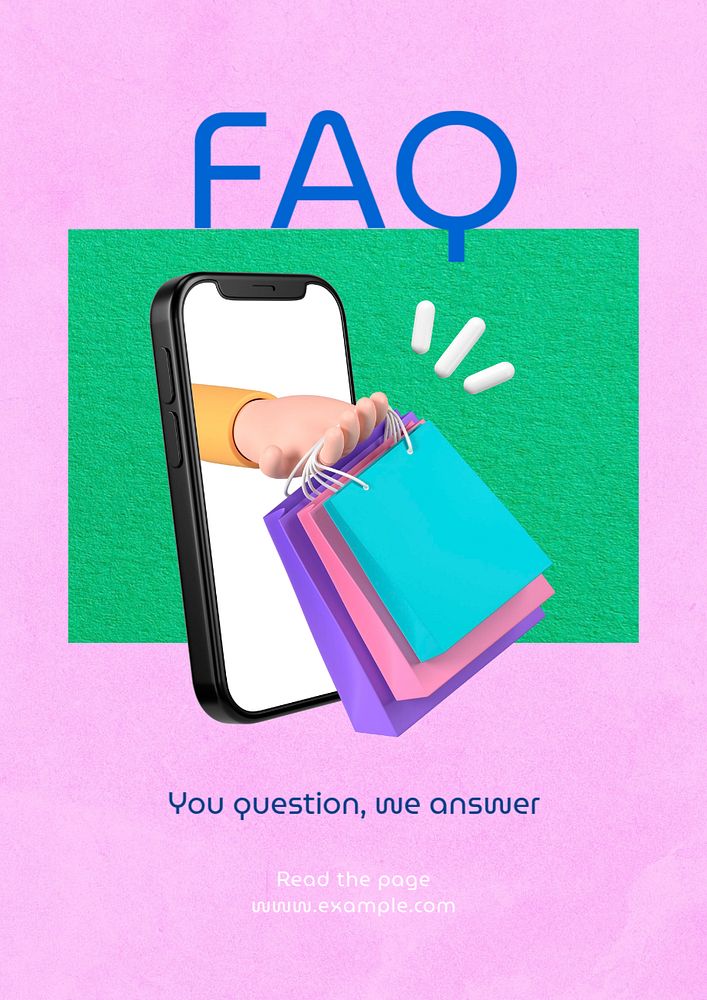 FAQ poster template, customizable advertisement