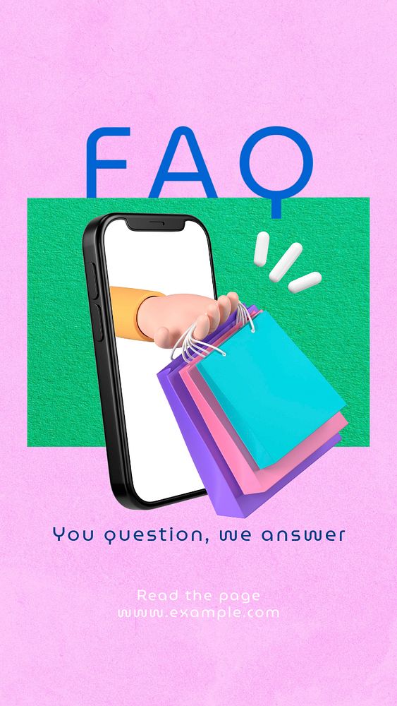 FAQ Instagram story template, editable text & design