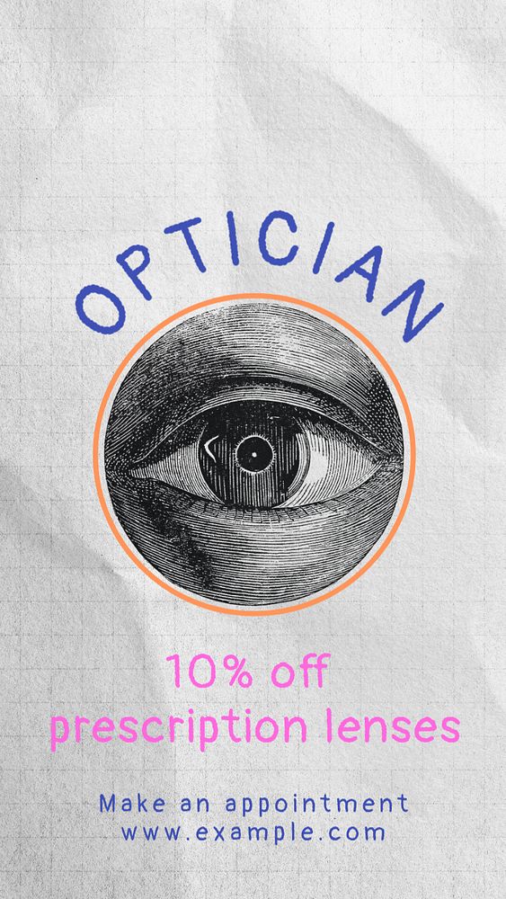 Optician Instagram story template, editable text & design