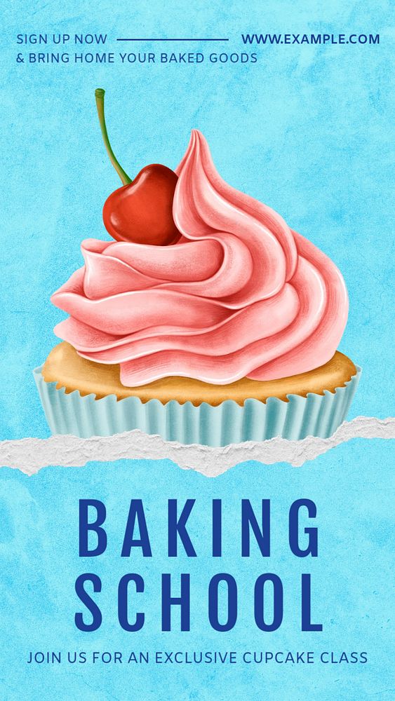 Baking school Instagram story template, editable text & design