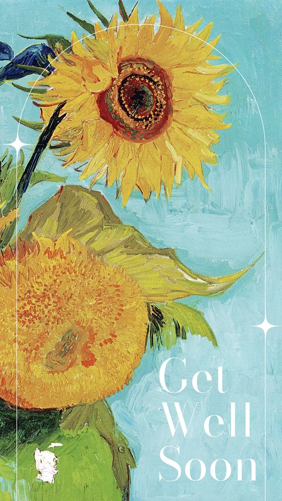 Sunflower Facebook story template, editable Van Gogh's famous painting design, remixed by rawpixel