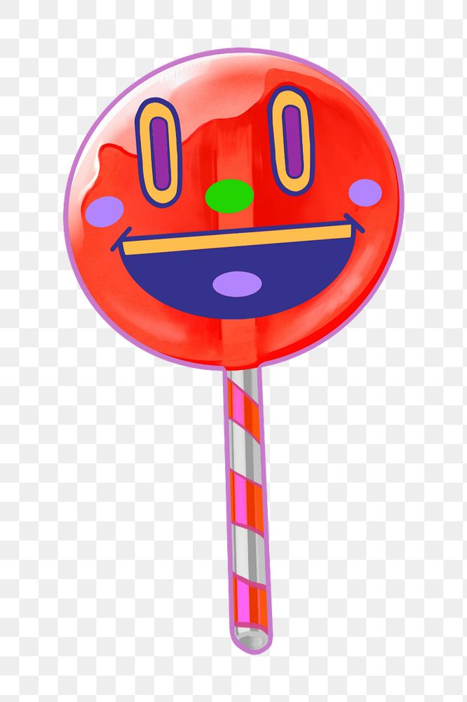 Smiling lollipop cartoon element, editable funky character design