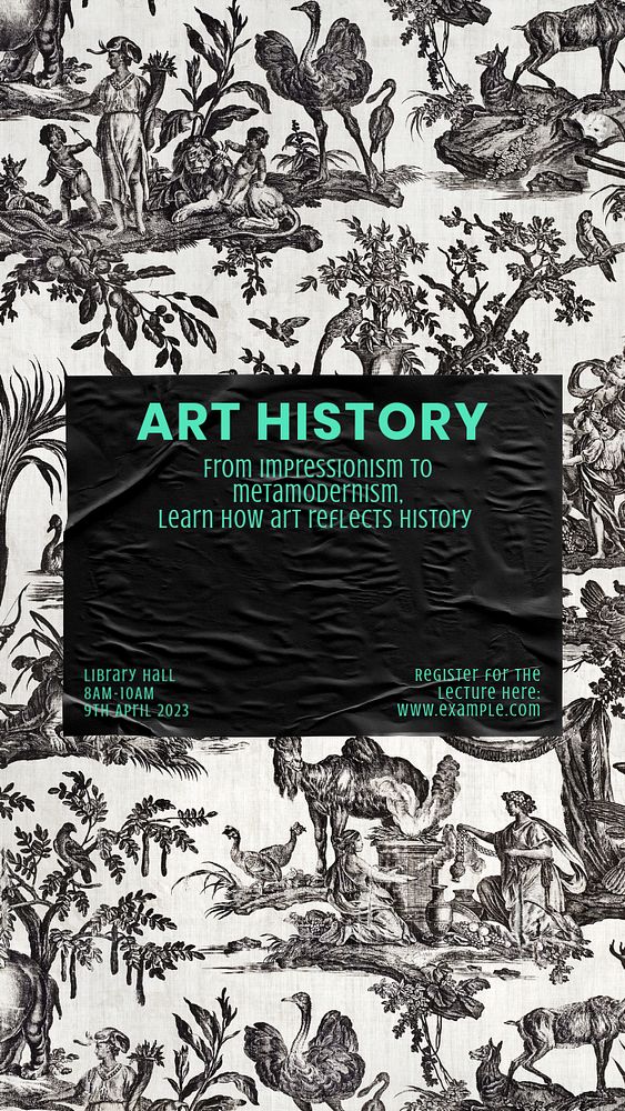 Art history Facebook story template, editable colorful design