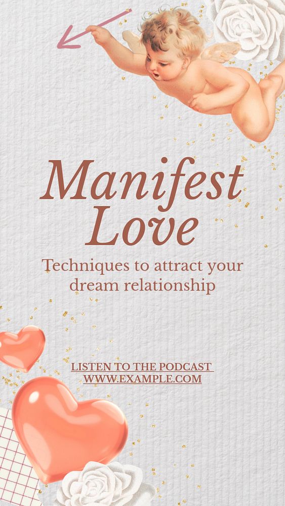 Manifest love Instagram story template, editable design