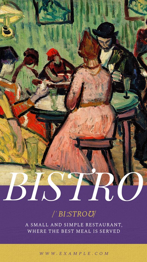 Bistro Instagram story template, editable  design. Famous art, remixed by rawpixel.