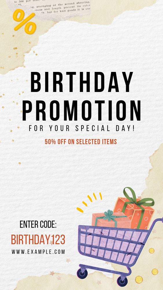 Birthday promotion Instagram story template, editable design